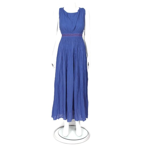 NWT MONNO Grecian Cotton Gauze Blue Greek Key Reverisble Sleeveless Dress /710 - Picture 3 of 12